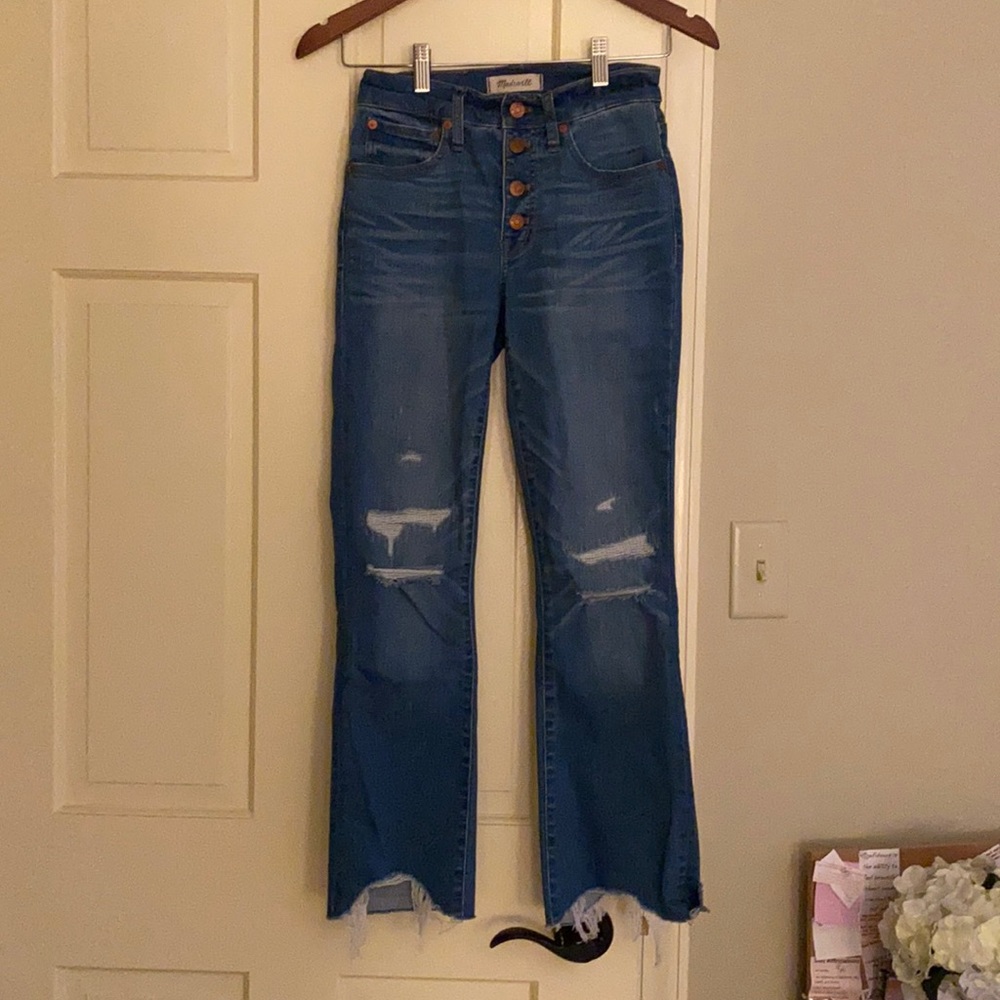 Madewell distressed flare jeans